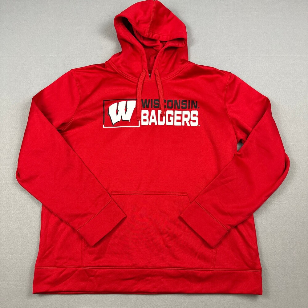Wisconsin Badgers Hoodie Men Extra Large Red Fanatics Sweatshirt Pullover NCAA